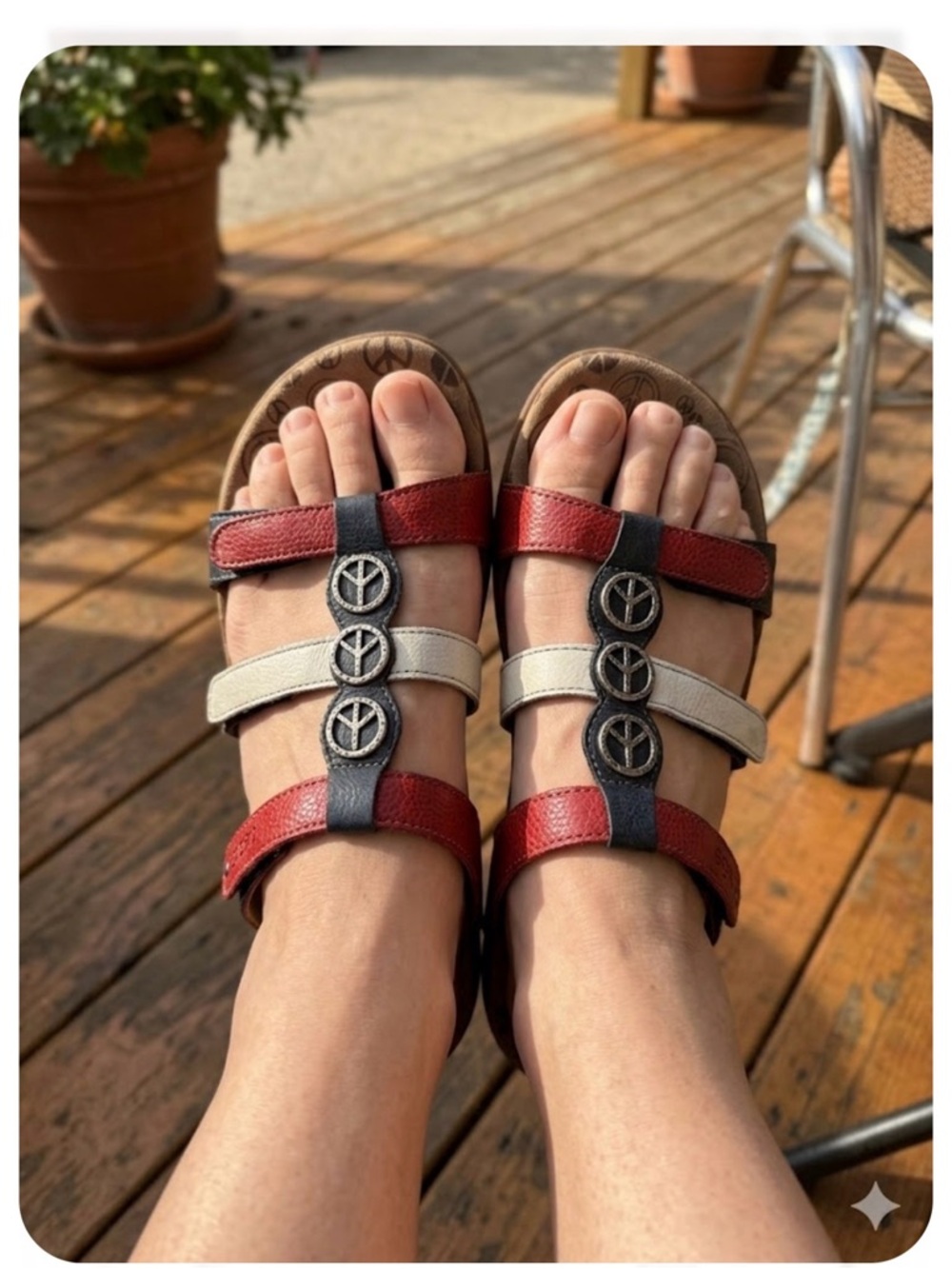 Taos Footwear Triple-Strap Sandals in Red, Navy, Cream
